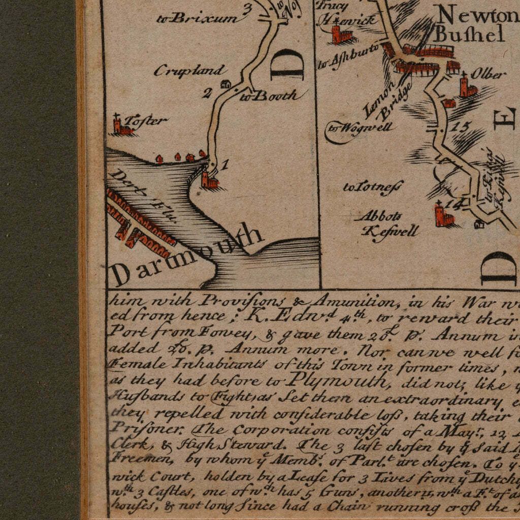 Antique Coaching Road Map, South Devon, English, Framed, Cartography, Georgian photo vintage