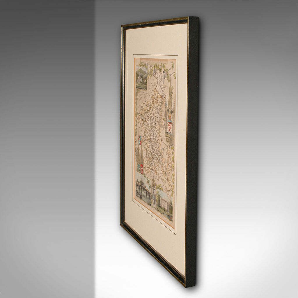 Antique Lithography Map, Worcestershire, English, Framed Engraving, Cartography photo for sale