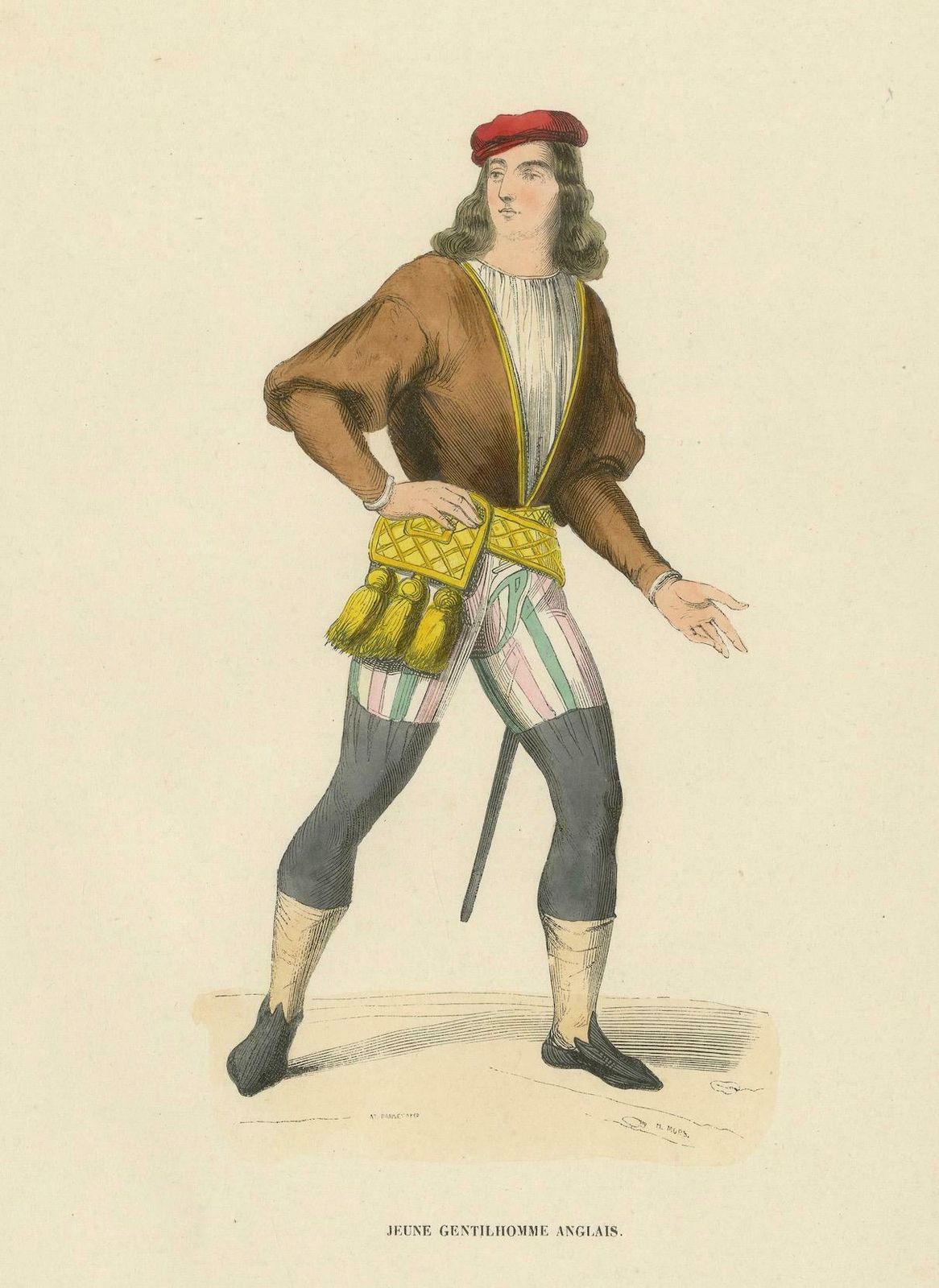 Stylish Swagger: A Young English Gentleman In The Middle Ages, Published In 1847 photo 175.0