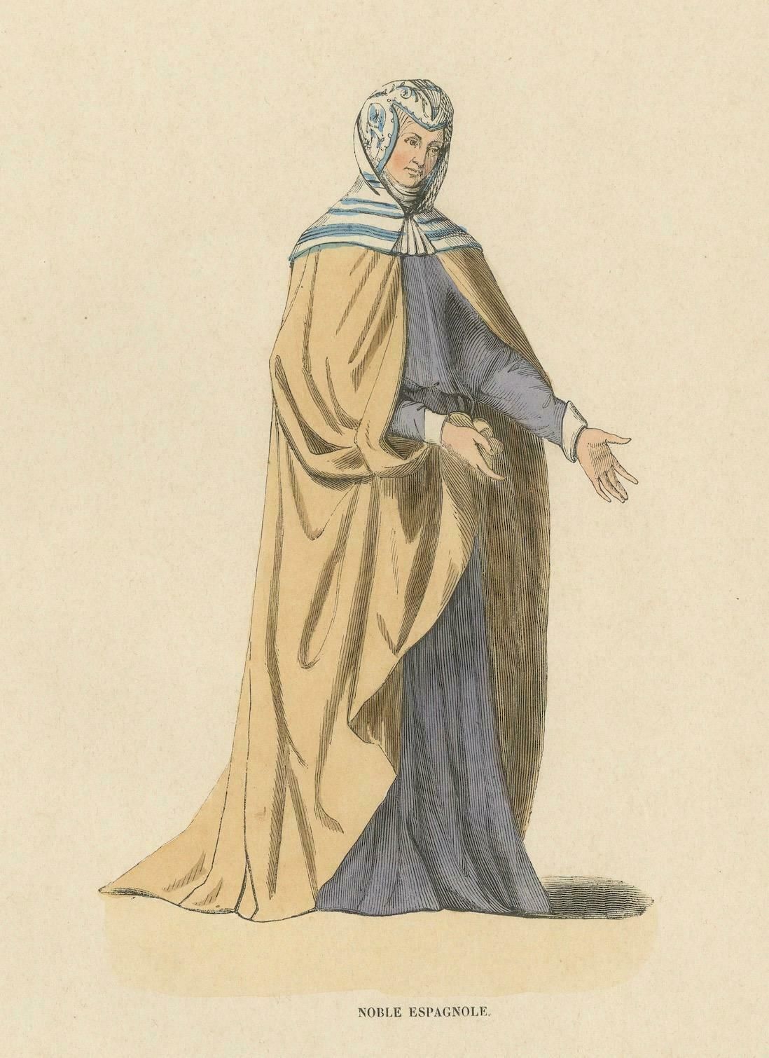 Dignified Poise Of A Spanish Noblewoman In An Original Lithograph Published 1847 photo Art