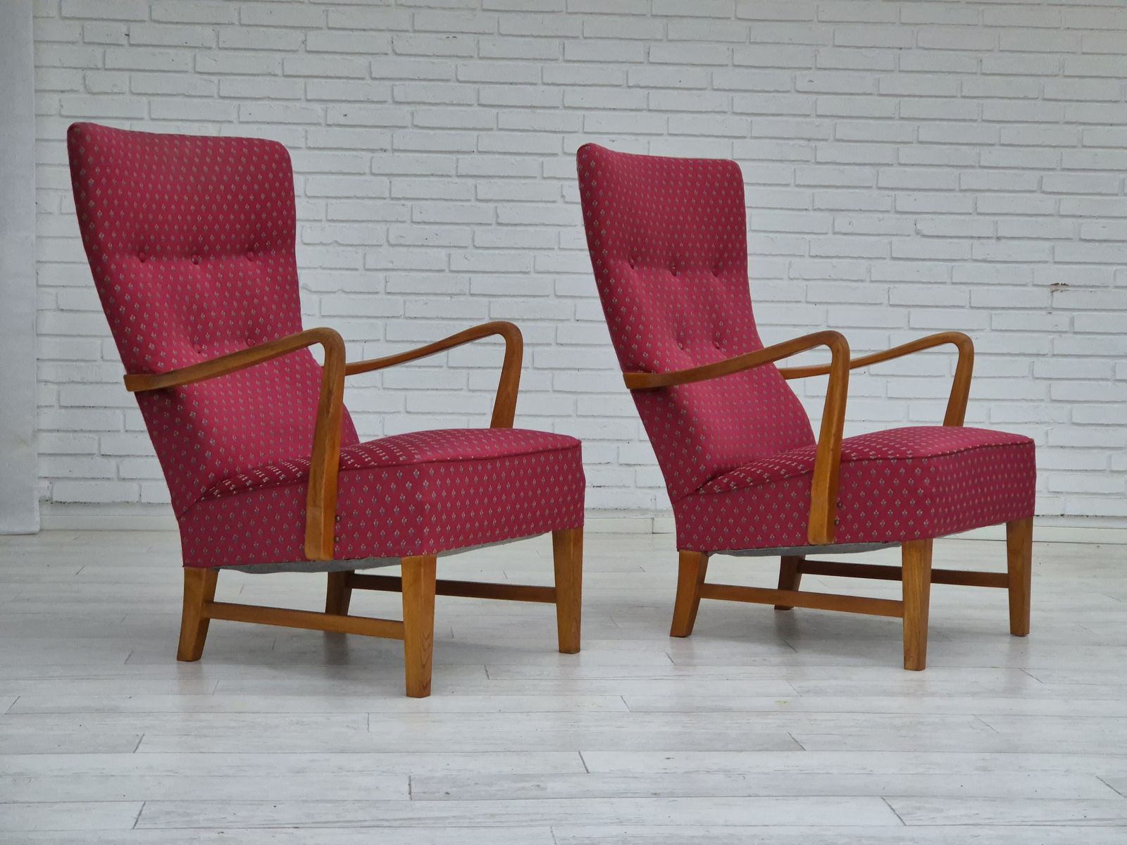 1970s, Scandinavian Chairs, Original Very Good Condition, Ash Wood. photo for sale