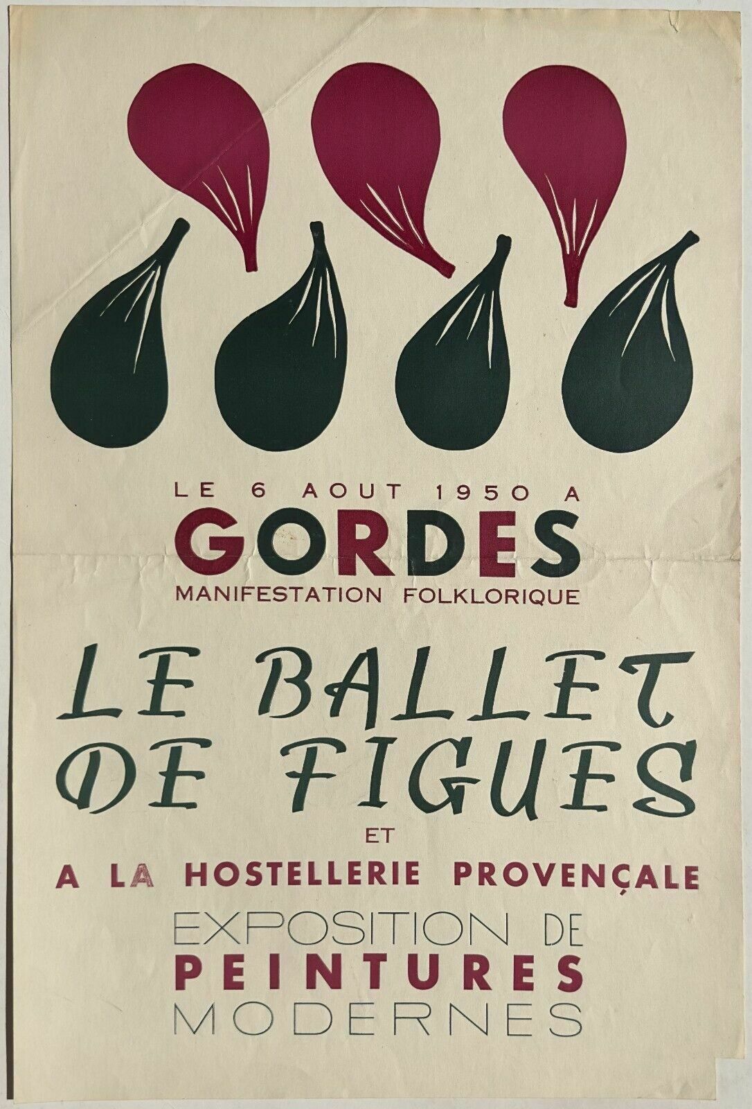 Vasarely Victor   Silkscreen Poster 1950 Gordes Ballet Of Figs Hostellerie