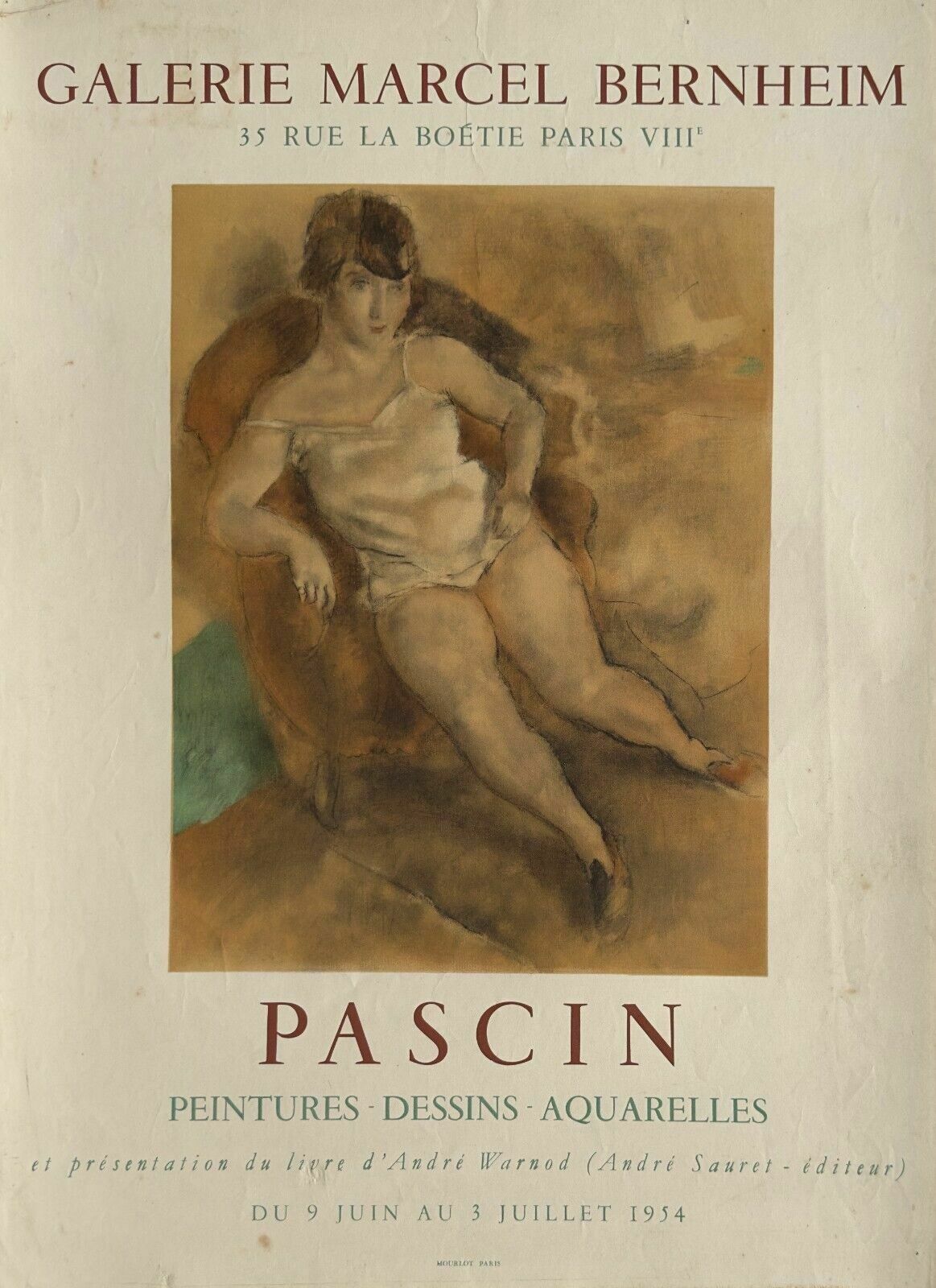 Jules Pascin   Art Poster Exhibition Poster Galerie Bernheim Paris 1954 Mourlot