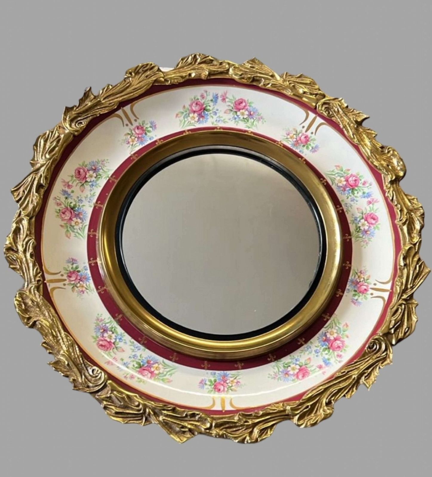 A Staffordshire Art Deco Gilt Framed Convex Wall Mirror