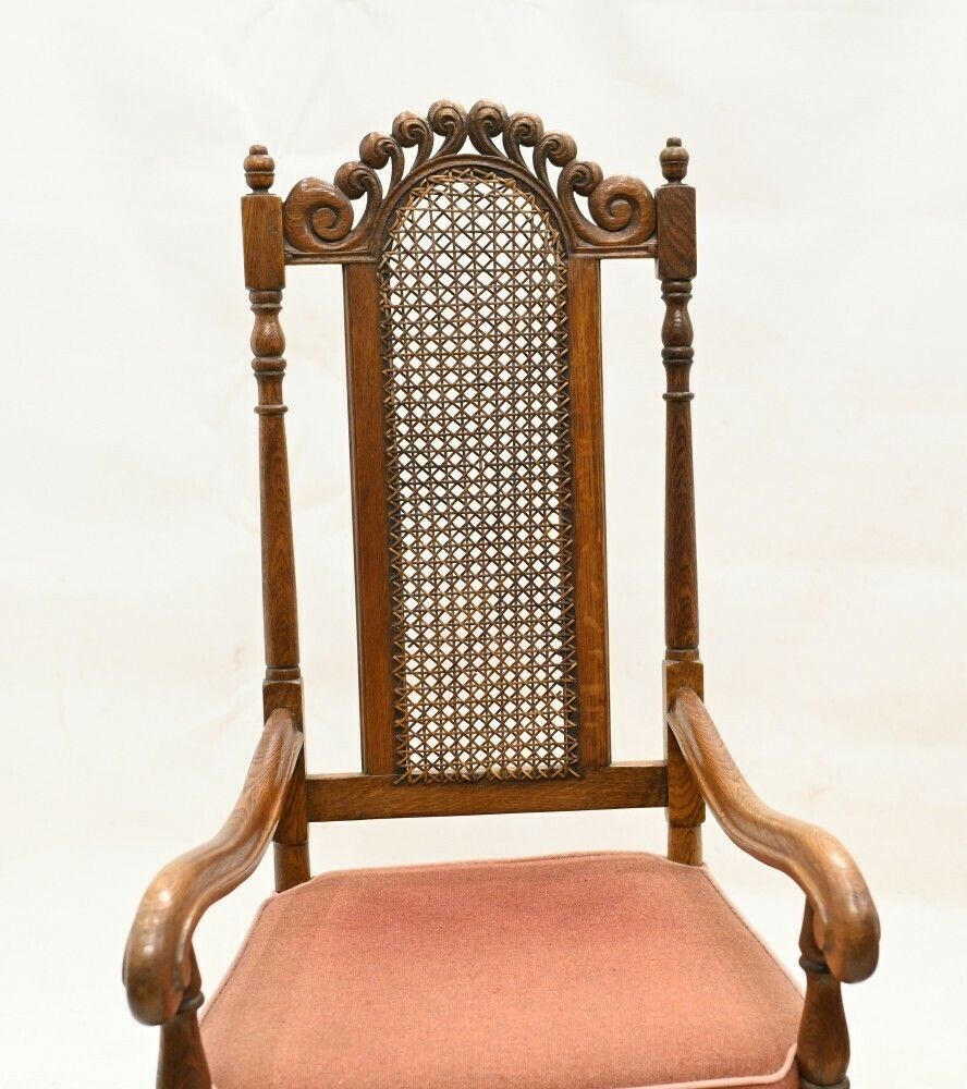 Set Oak Dining Chairs Jacobean Revival Farmhouse 1840 photo for sale