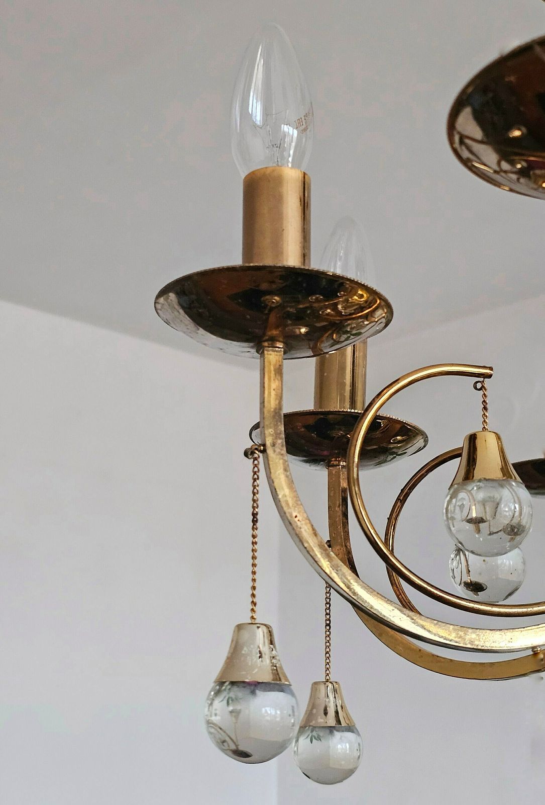 Rare Mid Century Modern Crystal And Gilt Bronze Chandelier By Gaetano Sciolari // Made In Italy In 1960s photo for sale