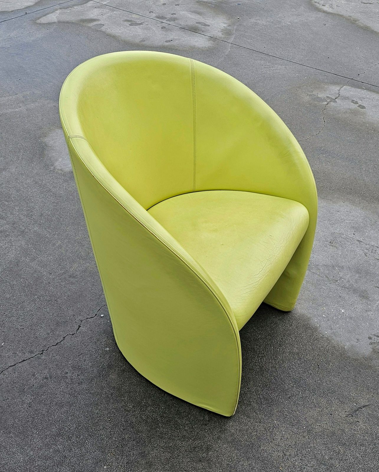1 Of 5 Club Chairs Model Intervista By Poltrona Frau In Chartreuse Leather Designed By Massimo And Lella Vignelli // Made In Italy In 1989 photo vintage