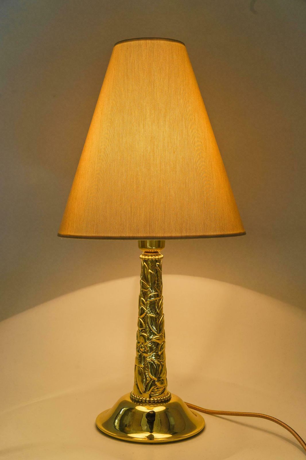 photo buy Big Art Deco Table Lamp With Fabric Shade Around 1920s