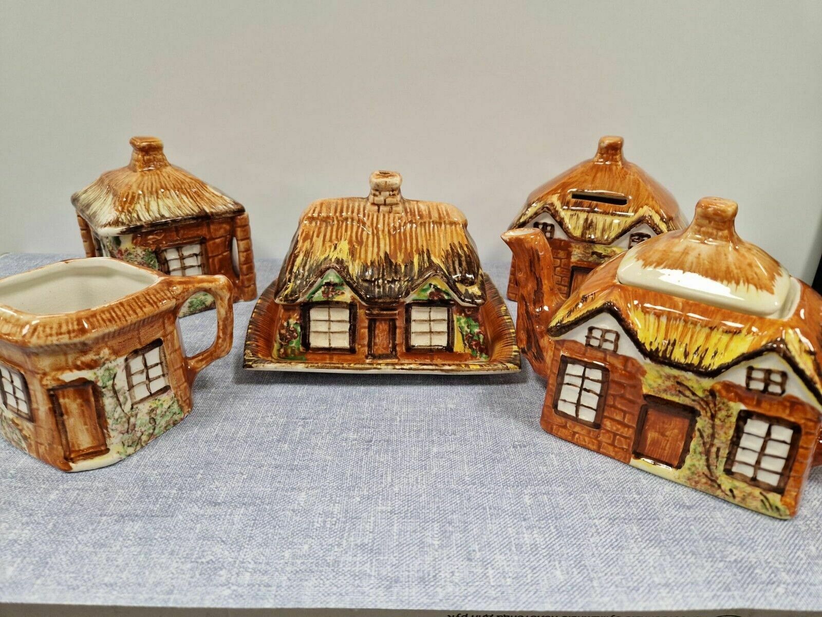 Price Kensington Cottage Ware Set Teapot, Butter, Cream, Sugar, Bank. 845007