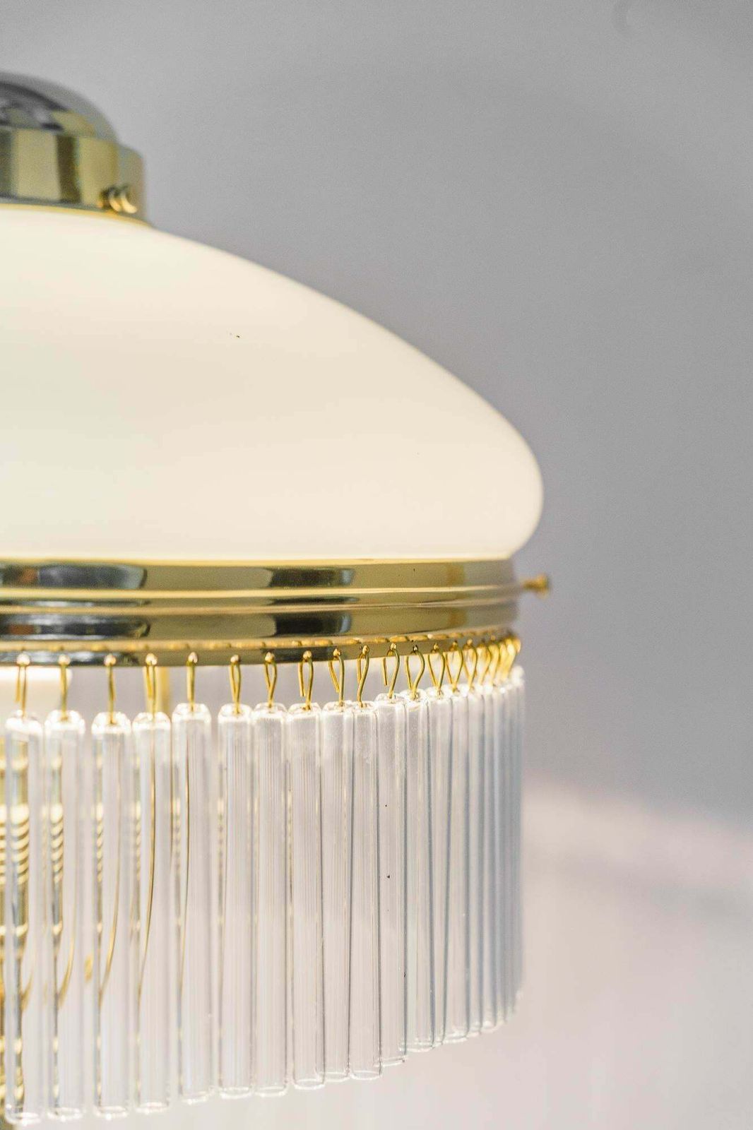 Art Deco Table Lamp Vienna Around 1920s With Opal Glass Shade And Glass Sticks photo vinterior