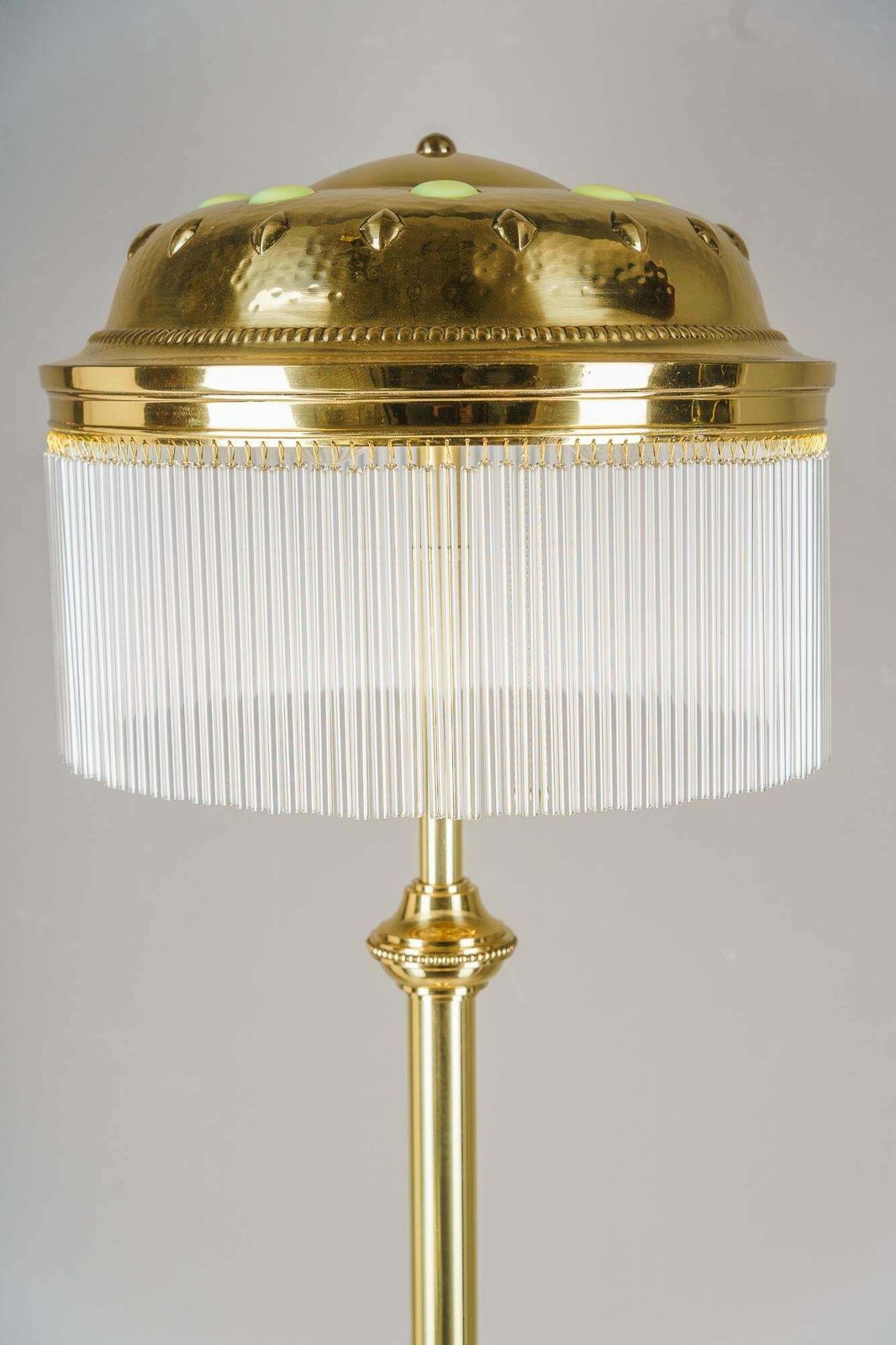 Adjustable Art Deco Floor Lamp With Opaline Glass Stones On The Shade 1920s photo for sale