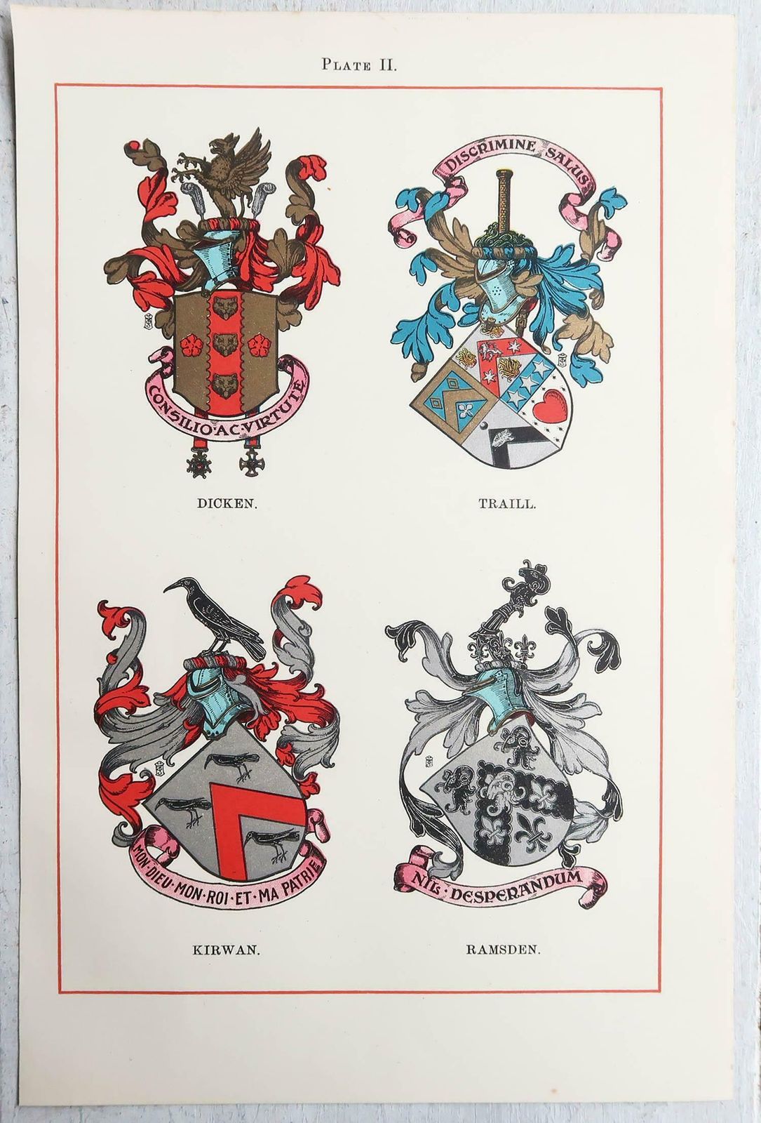 Set Of 12 Antique Prints Of English Family Coats Of Arms. C.1900 photo for sale