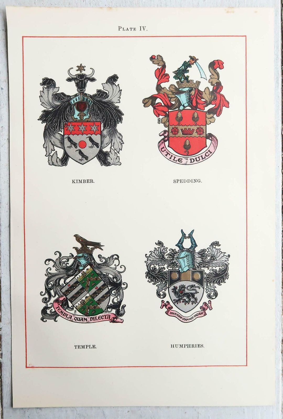 Set Of 12 Antique Prints Of English Family Coats Of Arms. C.1900 photo 175.0