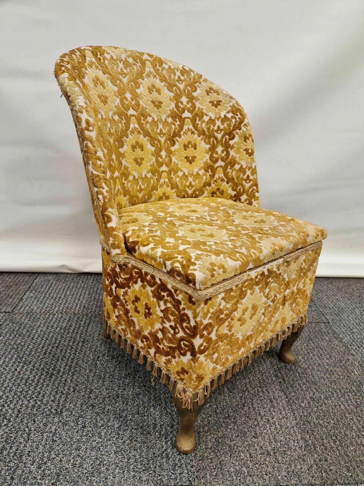 Vintage Velvet Tub Chair With Storage