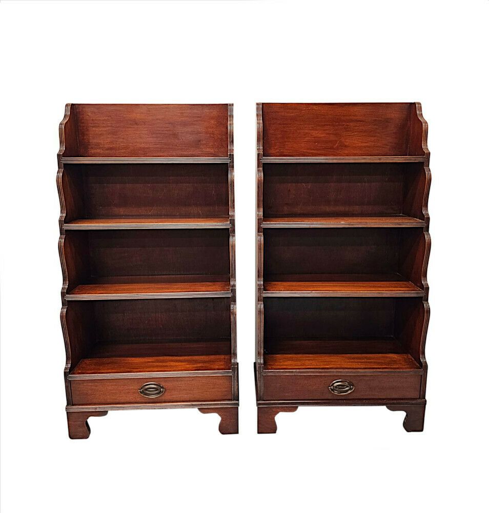 A Fabulous Pair Of Edwardian Waterfall Bookcases