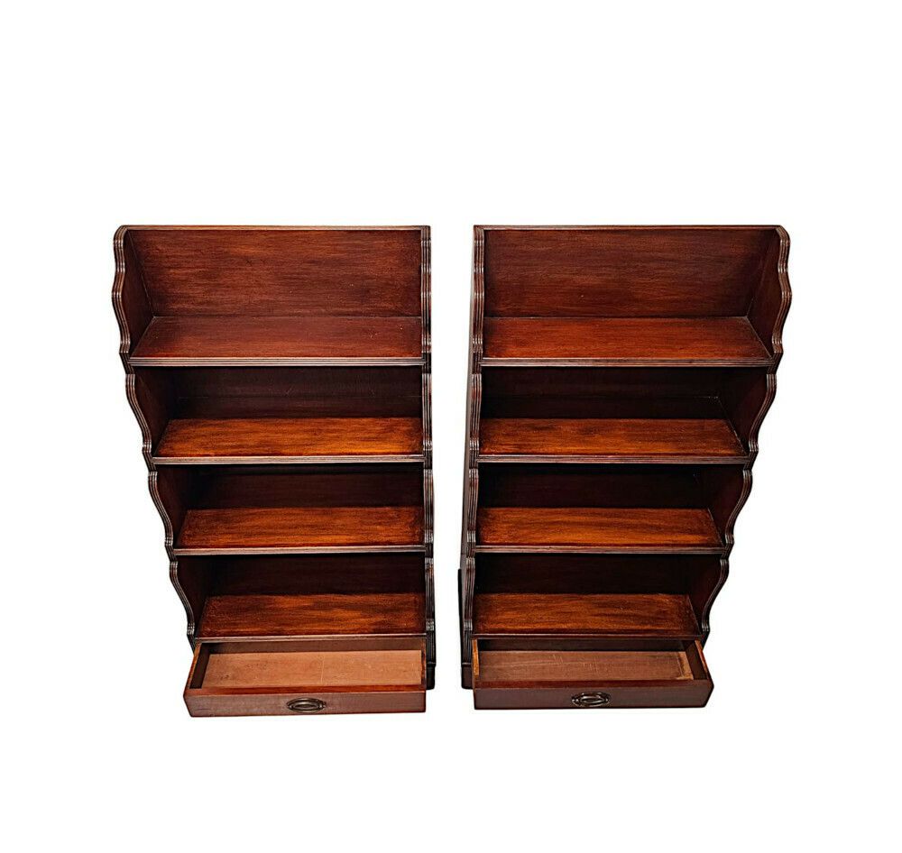 A Fabulous Pair Of Edwardian Waterfall Bookcases photo for sale