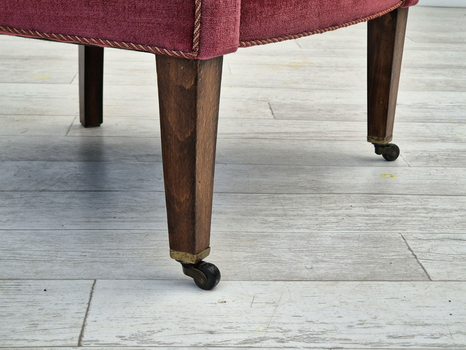 photo for sale 1950s, Danish Lounge Chairs, Original Condition, Furniture Velour, Ash Wood Legs.