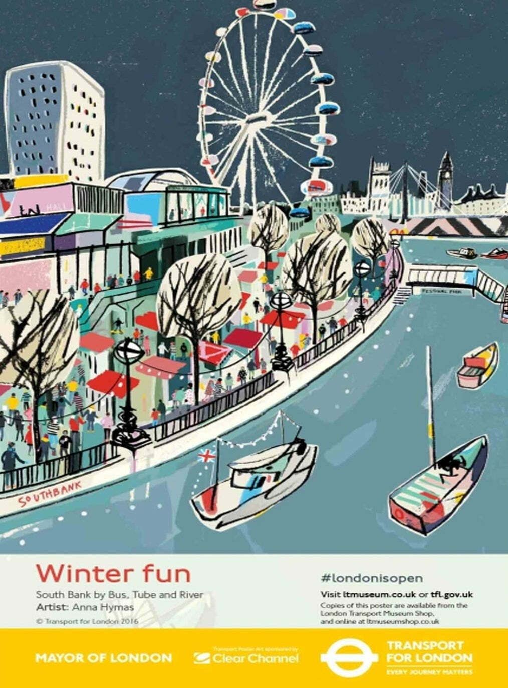 Tfl   Winter Fun South Bank Original Vintage Poster