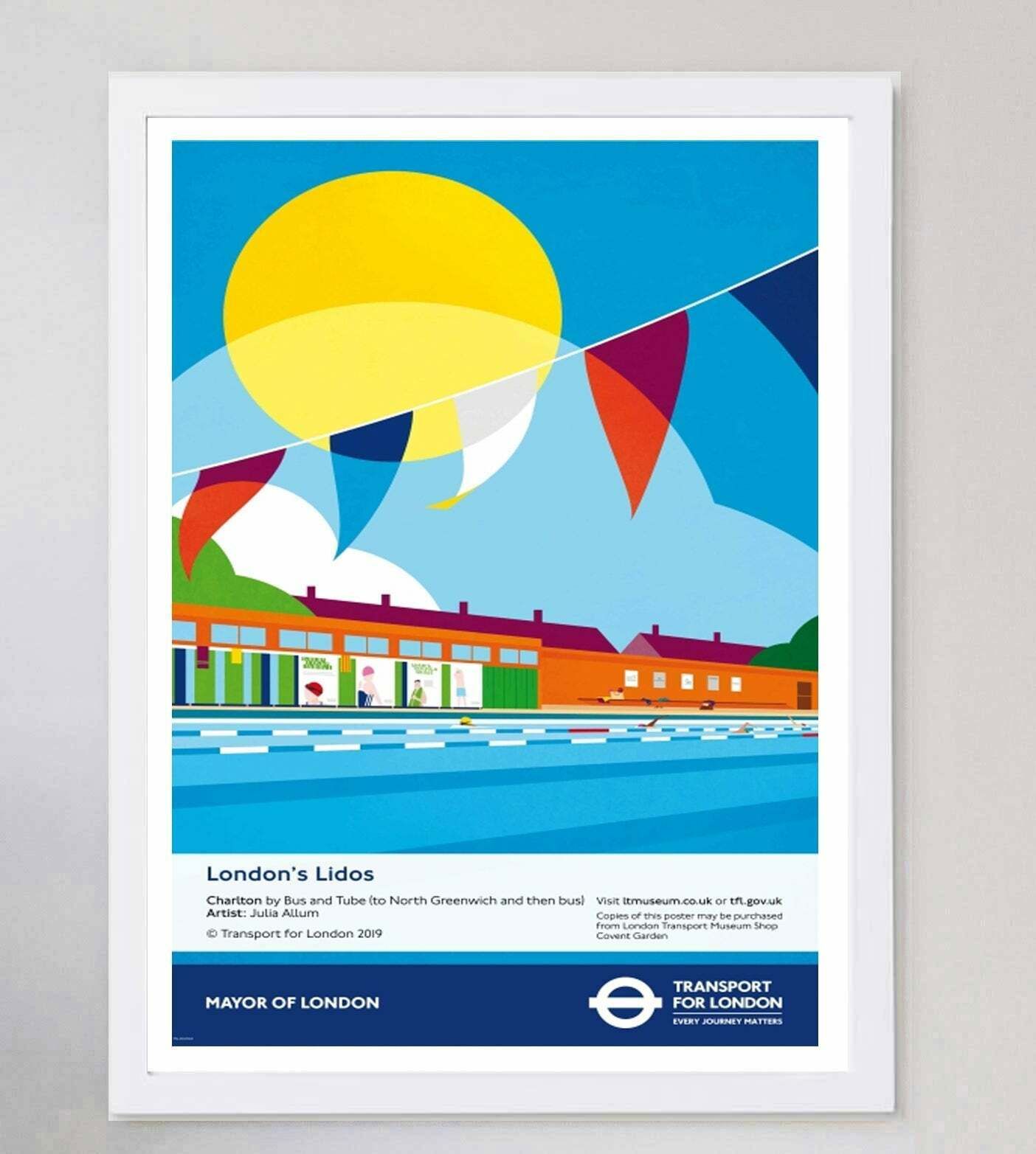 Tfl   London's Lido's Charlton Original Vintage Poster photo for sale