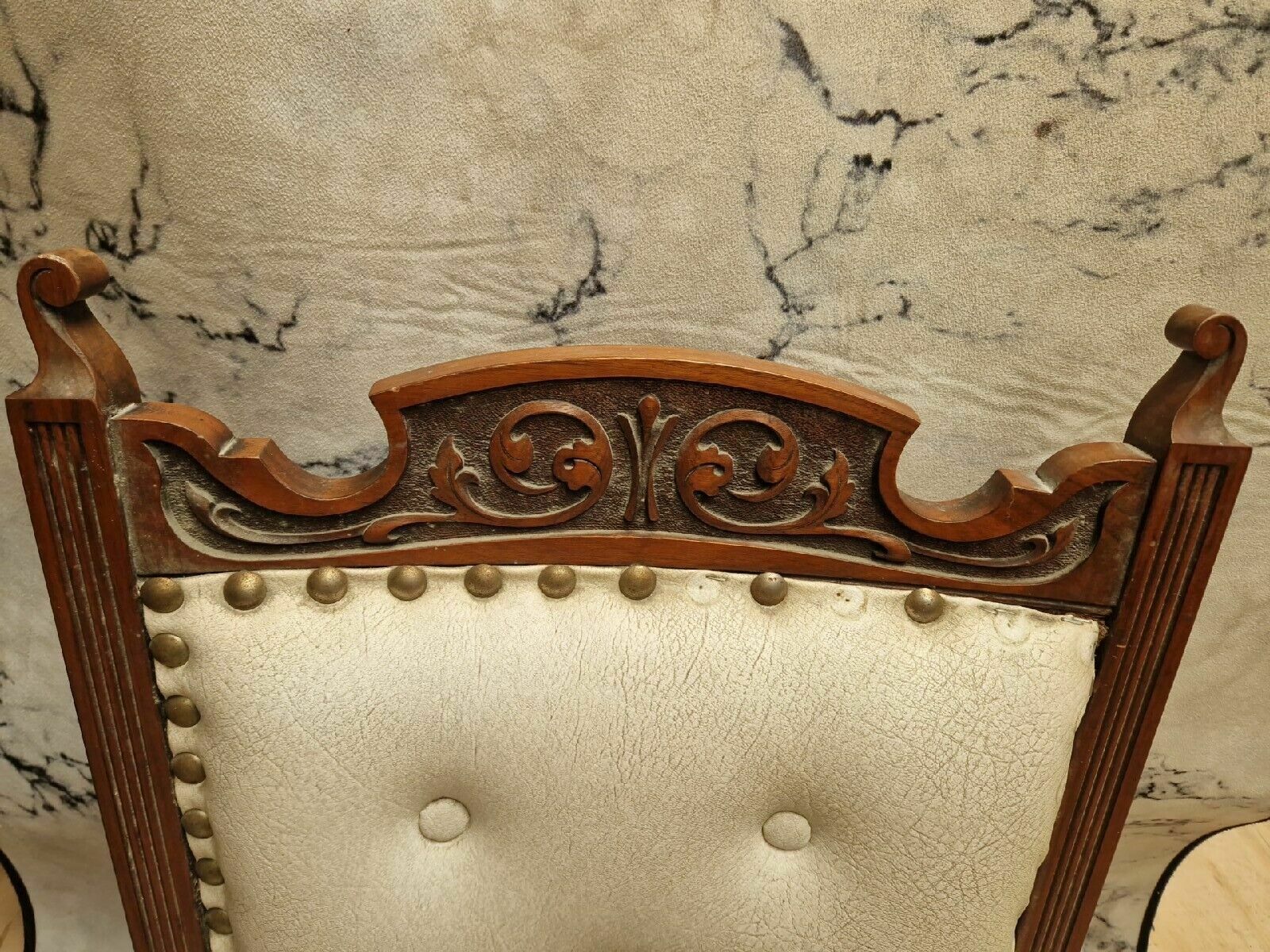 Large Vintage Leather And Wood Armchair photo for sale