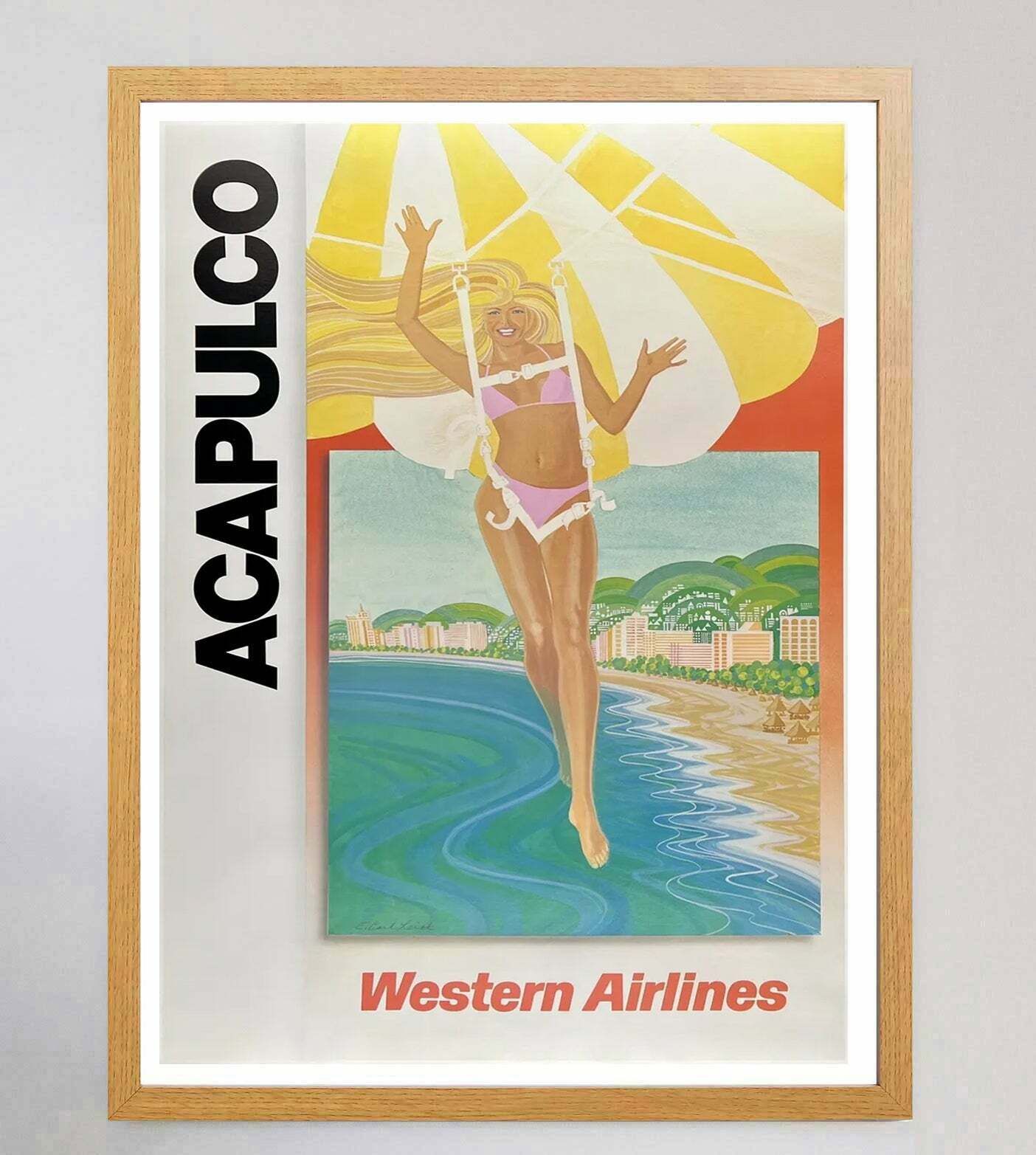Acapulco   Western Air Lines Original Vintage Poster photo Art