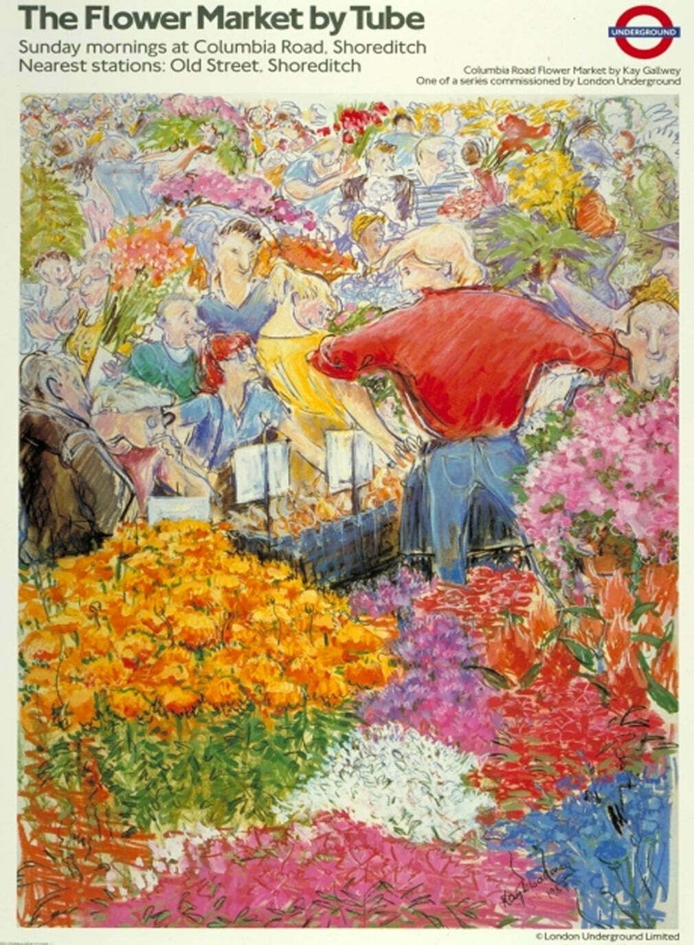 Tfl   The Flower Market By Tube  Original Vintage Poster