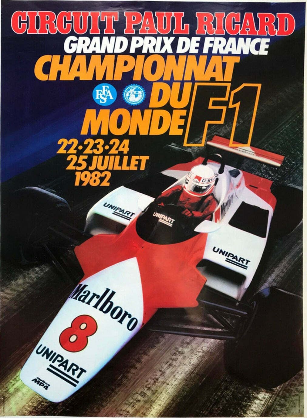 1982 France Grand Prix Circuit Paul Ricard Original Vintage Poster
