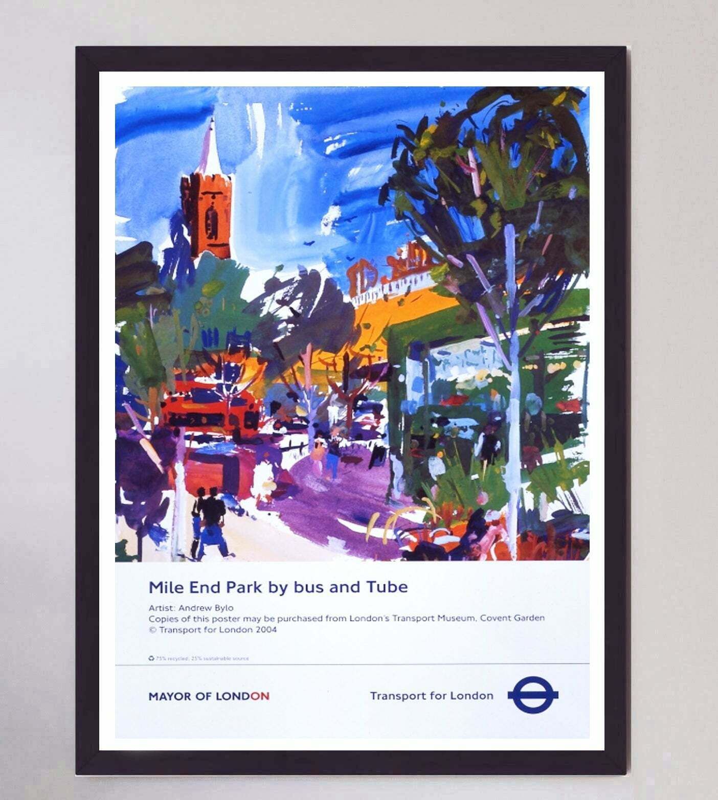 Tfl   Mile End Park By Tube And Bus Original Vintage Poster photo furniture