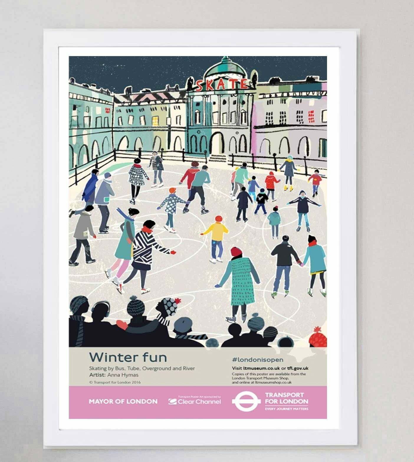 Tfl   Winter Fun Ice Skating Original Vintage Poster photo for sale