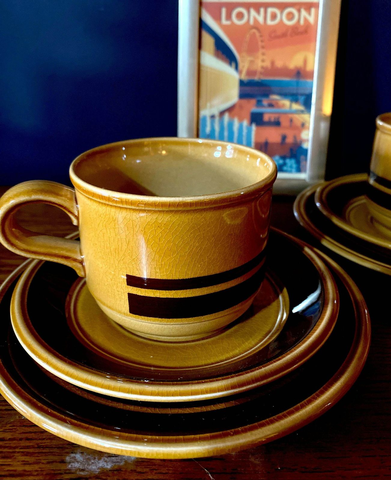 Vintage, Tan And Brown, Retro , Cups. Coffee / Tea . Set Of 2, 1960s. Housewarming Gift. Staffordshire Pottery. photo 58.0