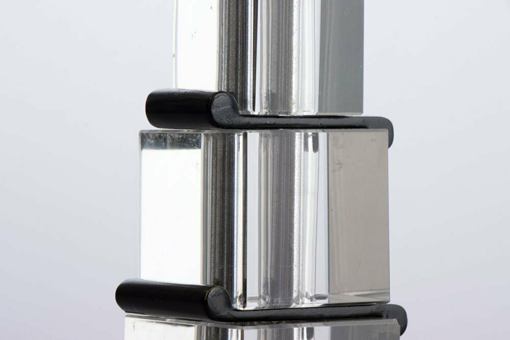 Art Deco Table Lamp On Stepped Glass Base With Original Opal Glass Coolie Shade photo 480.0