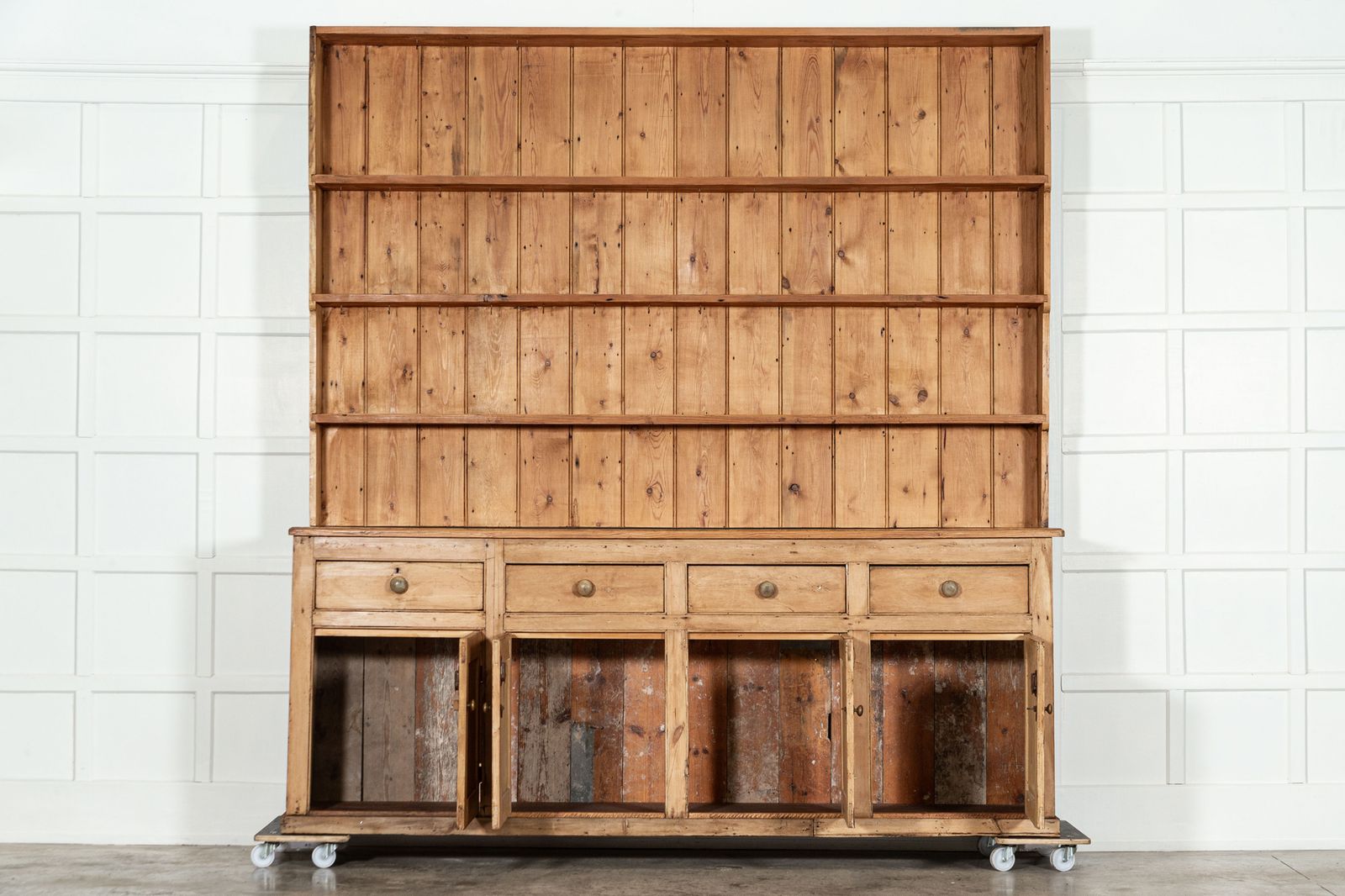 Monumental 19thc English Pine Waterfall Dresser photo furniture