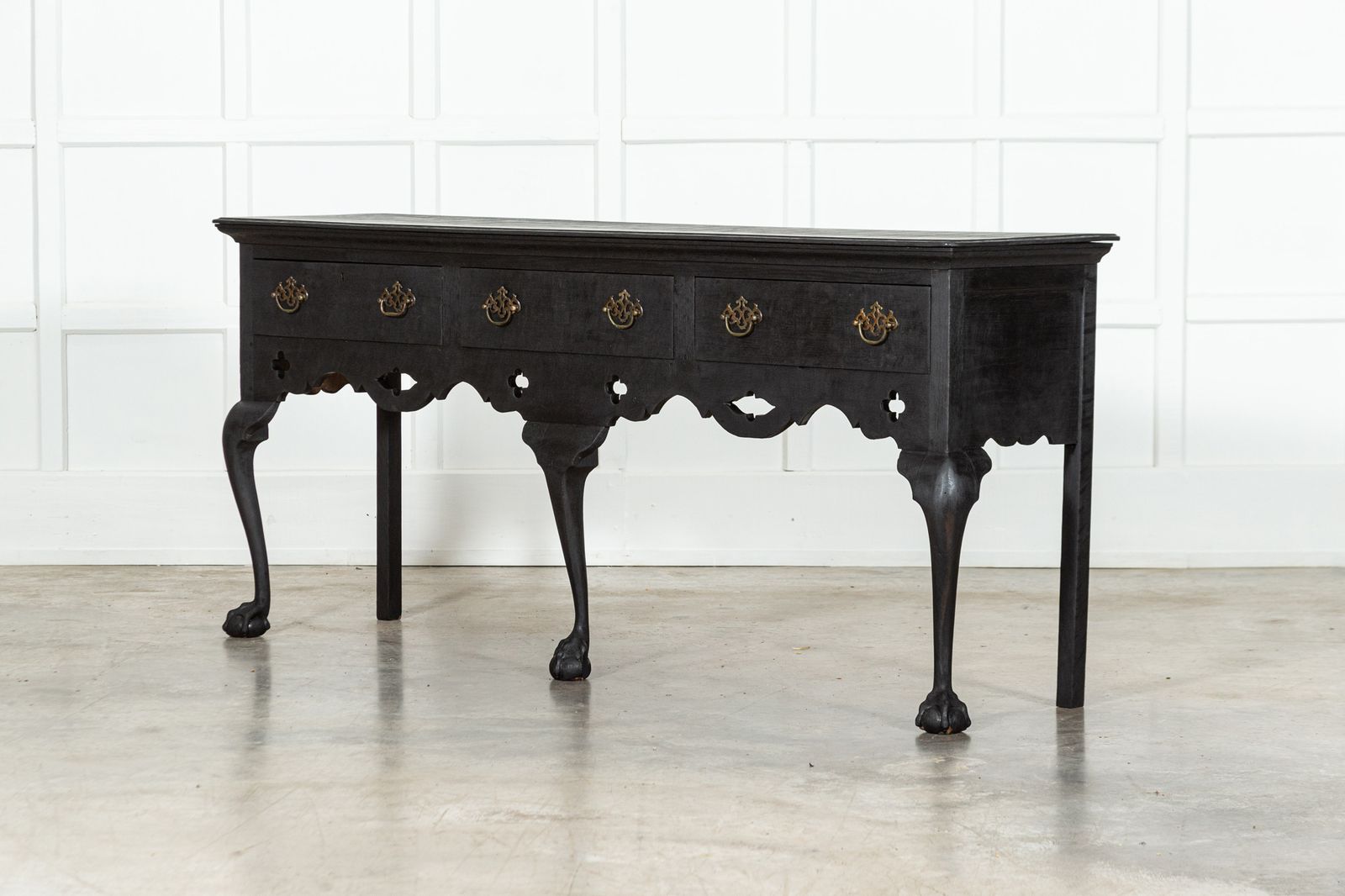 Large English 19thc Grain Ebonised Oak Dresser Base photo Furniture