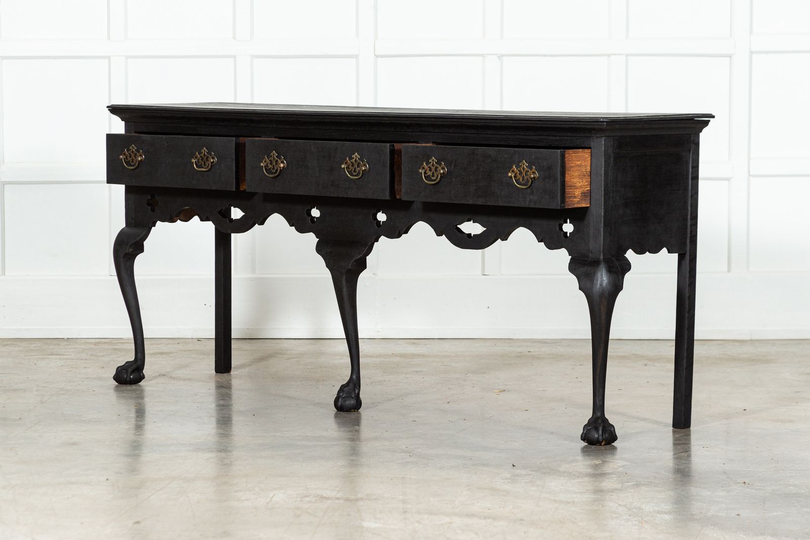 Large English 19thc Grain Ebonised Oak Dresser Base photo 4543.0