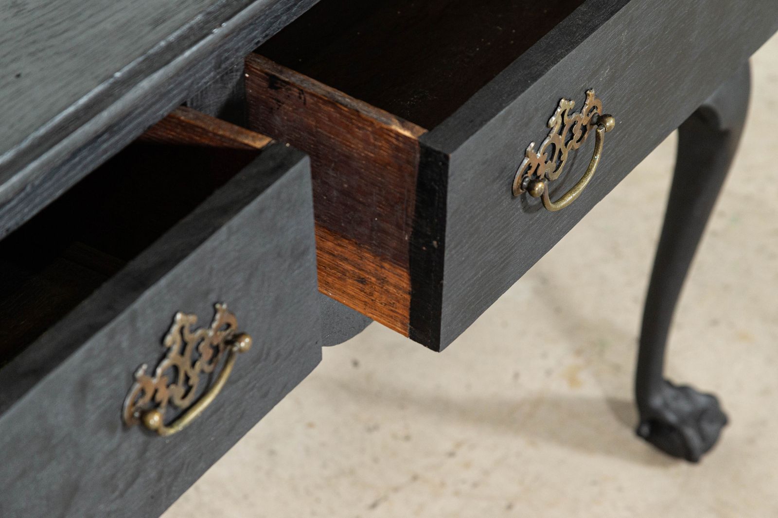 photo for sale Large English 19thc Grain Ebonised Oak Dresser Base