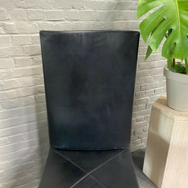 Pair Black Leather Arcalla Chairs For B&B Italia By Paolo Piva   1990's photo vinterior