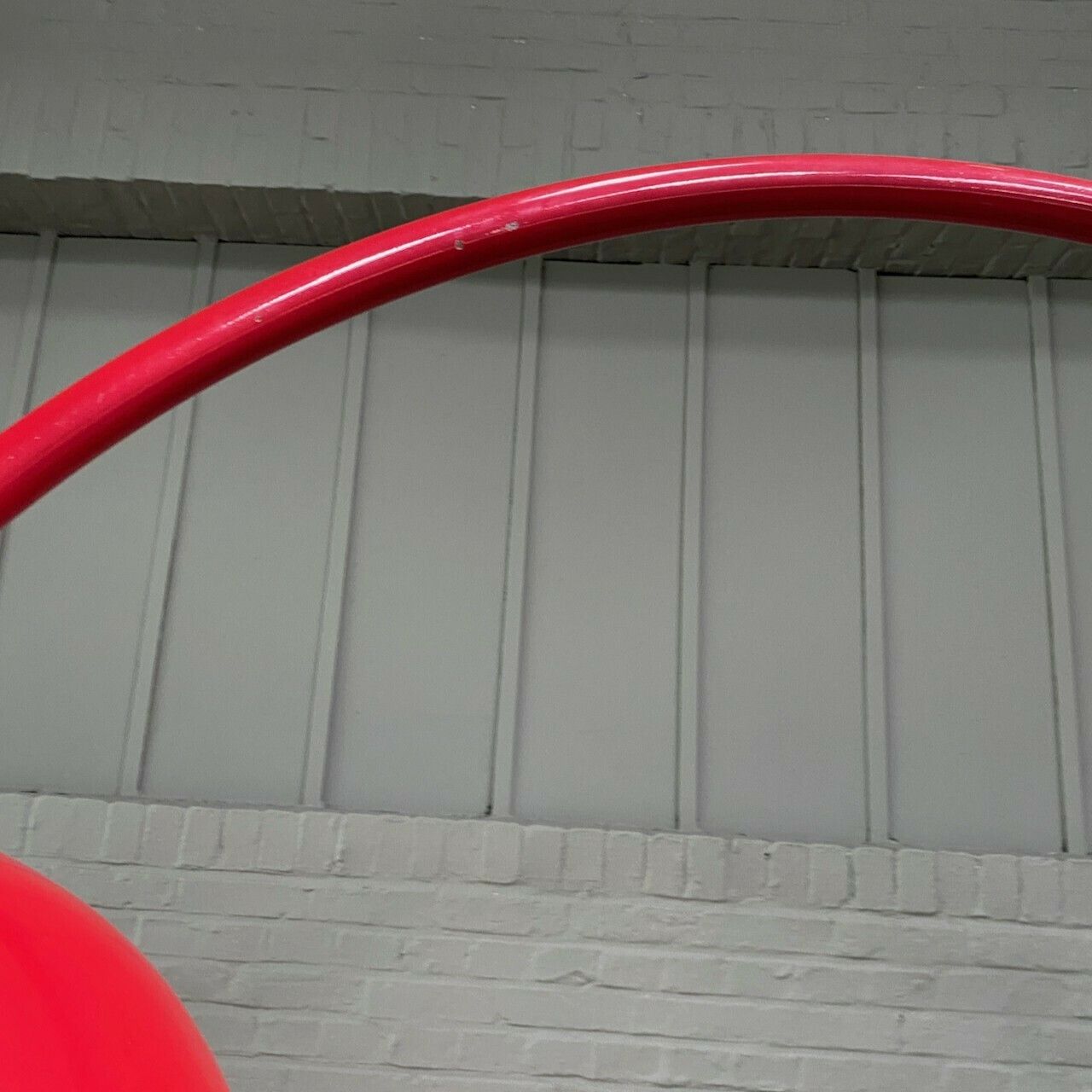 photo for sale Red Arc Floor Lamp With Oval Tulip Base   Italy 1970's