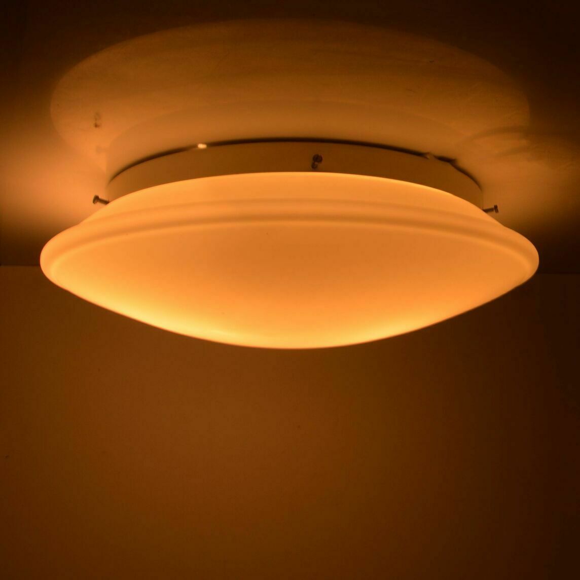 Great White, Glass Ceiling Lamp, Penko Pieńsk, Poland In The 1970s. photo vinterior