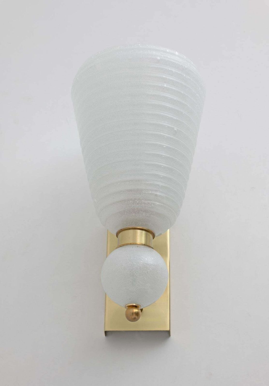 Pair Of Mid Century Modern Brass And "Pulegoso" Murano Glass Sconces photo 3311.0