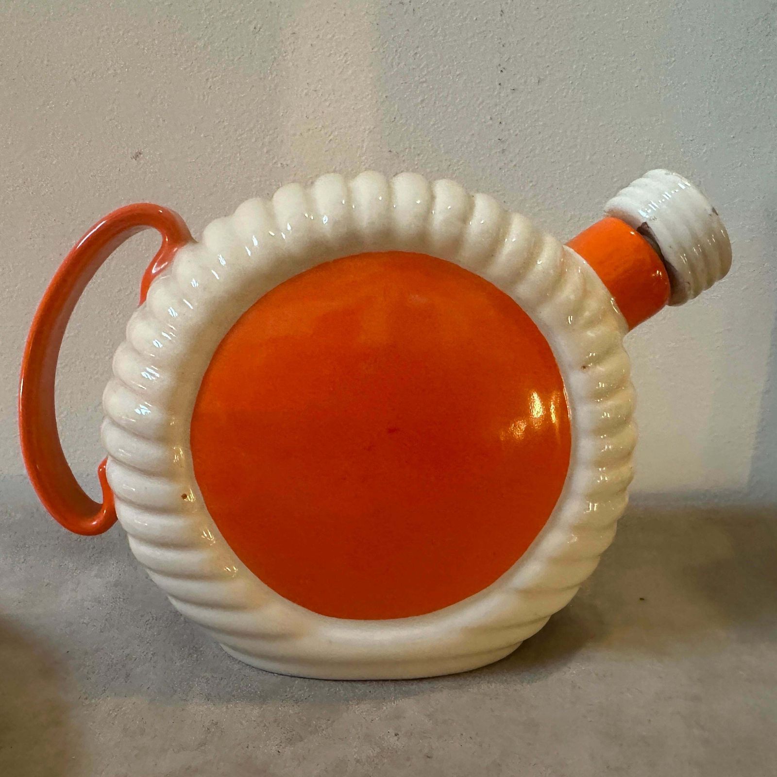 1930s Art Deco Orange And White Ceramic Rosolio Set By Rometti Umbertide photo vinterior