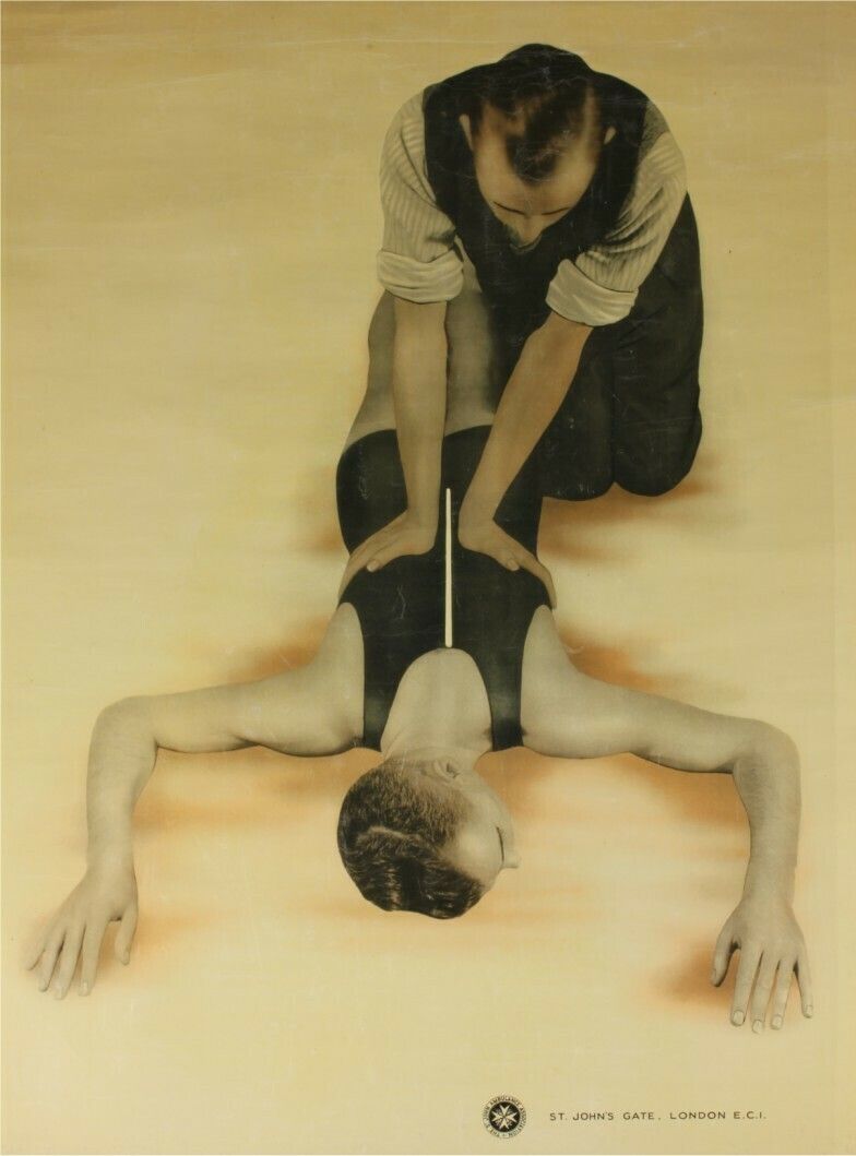 Respiration Medical Body Wall Chart Poster. St John Ambulance. C1940.