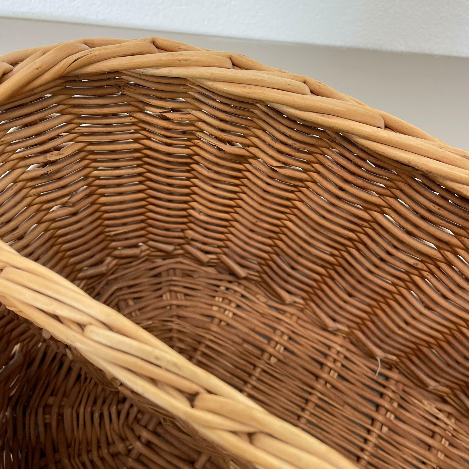 photo buy Large Aubock Style Midcentury Rattan Bauhaus Magazine Holder, France, 1970s