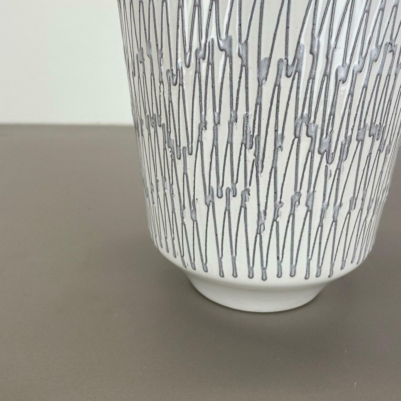 Rare White Zig Zag Fat Lava Ceramic Vases By Ilkra Ceramics, Germany 1970s photo Home Decor
