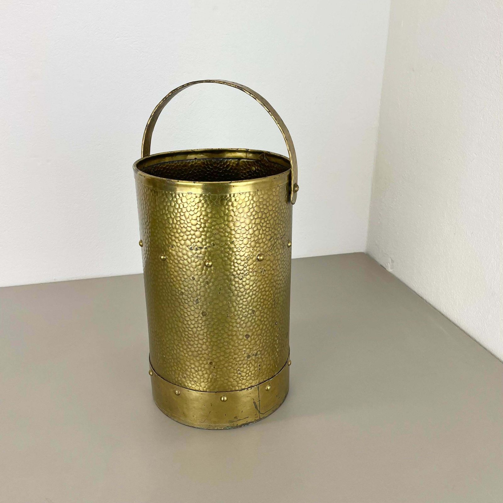 Rare Original Hollywood Regency Bauhaus Brass Umbrella Stand, Austria, 1950s photo furniture