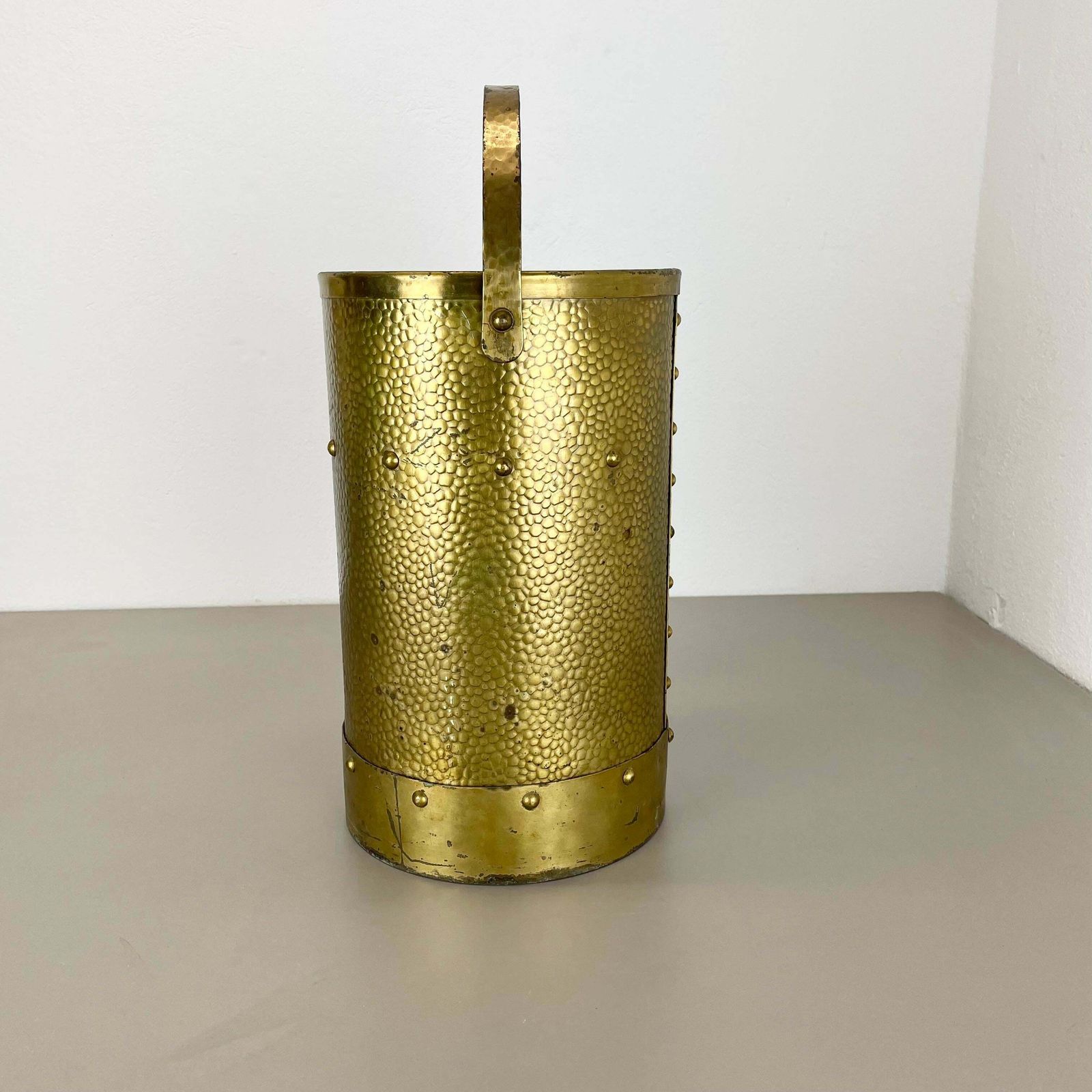Rare Original Hollywood Regency Bauhaus Brass Umbrella Stand, Austria, 1950s photo for sale