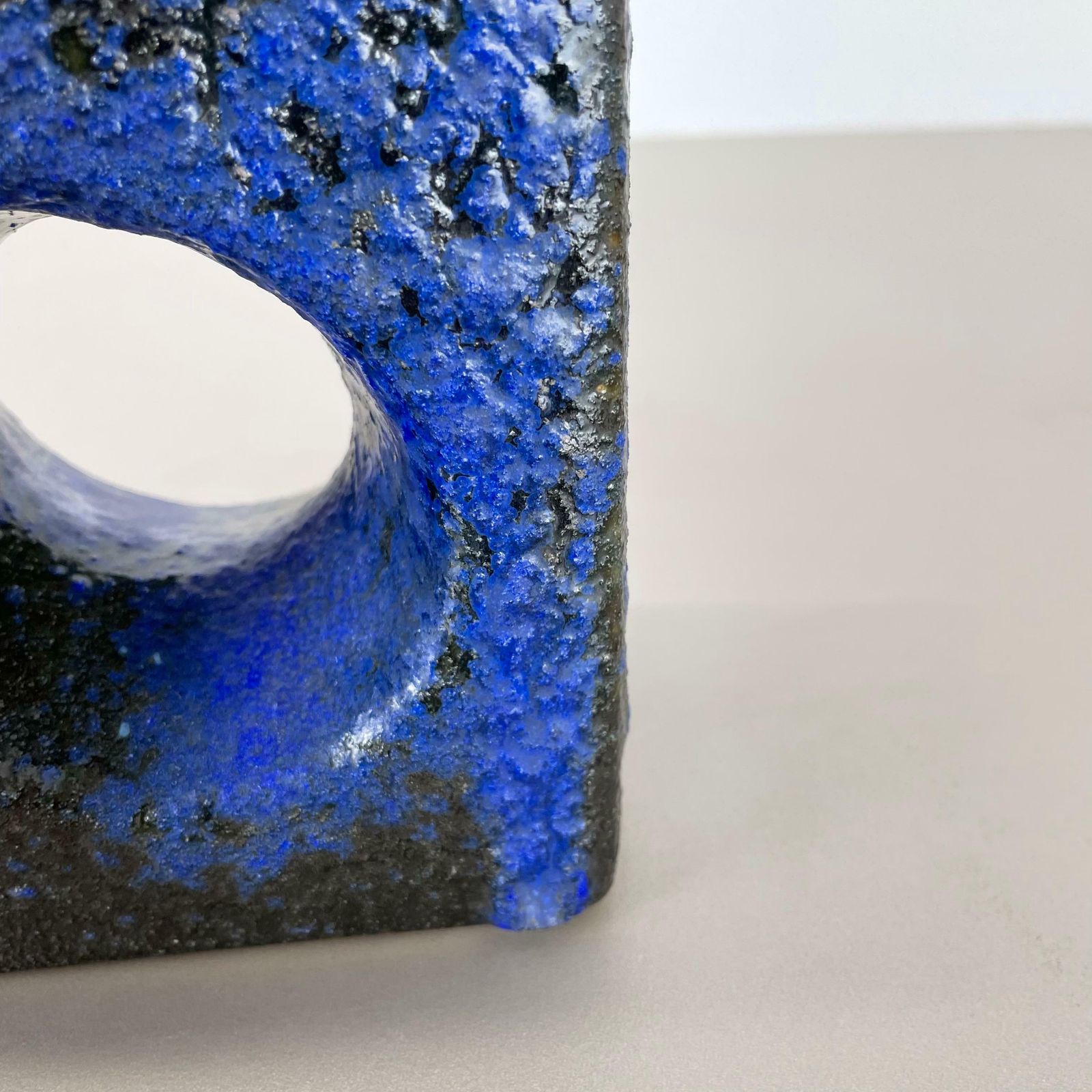 Home Decor Brutalist Cubic "Hole" Pottery Vase By Piet Vest Ceramics, Netherlands, 1970s photo