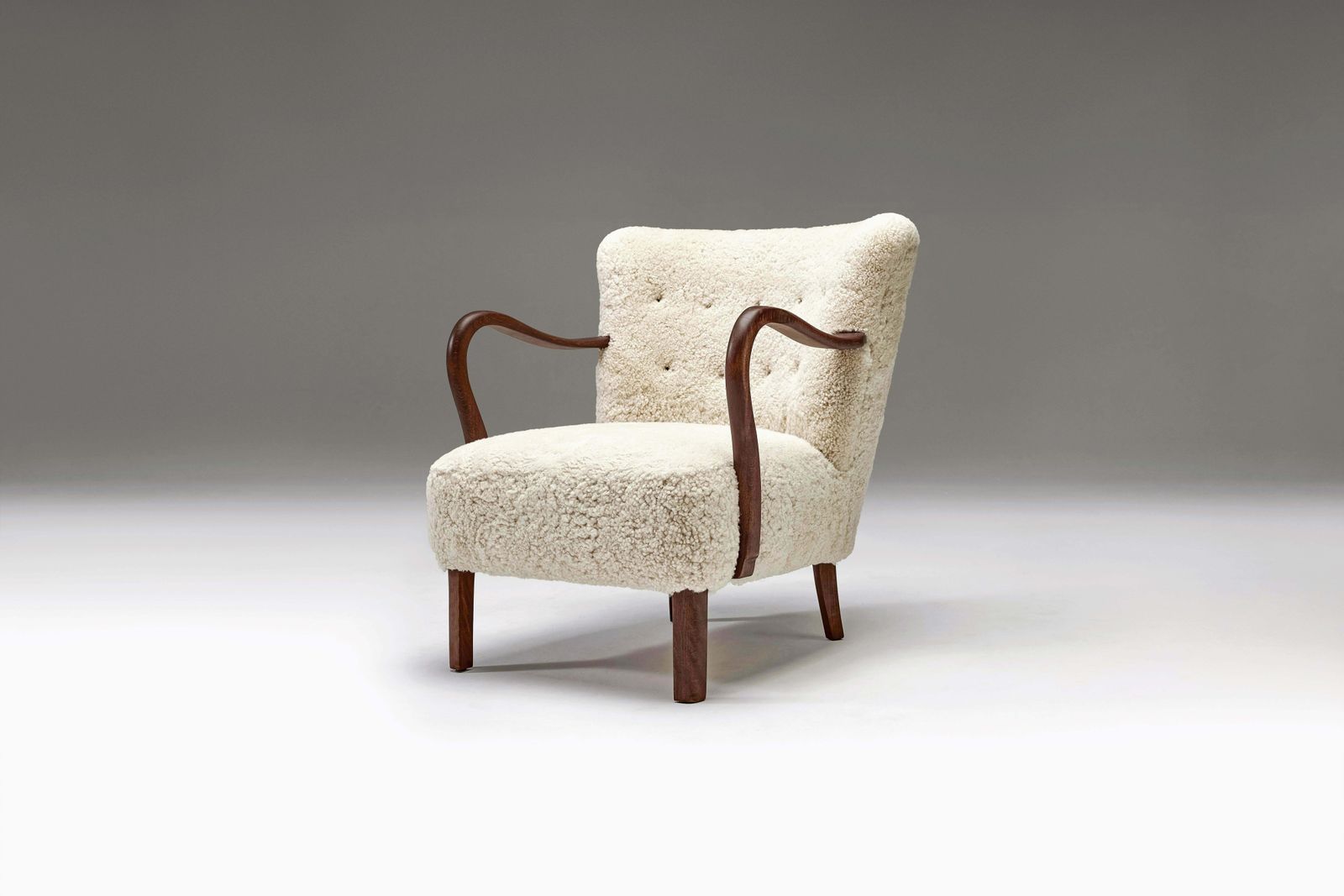 Armchair With Curved Wooden Armrests By Danish Cabinetmaker, 1950s photo furniture