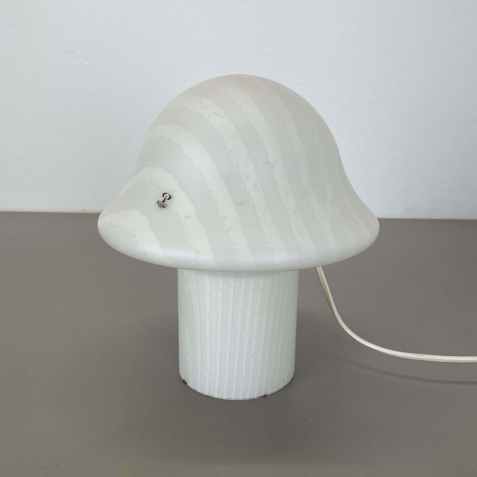 Original Glass Mushroom Zebrano Desk Light By Peill & Putzler Germany 1970s No2 photo for sale