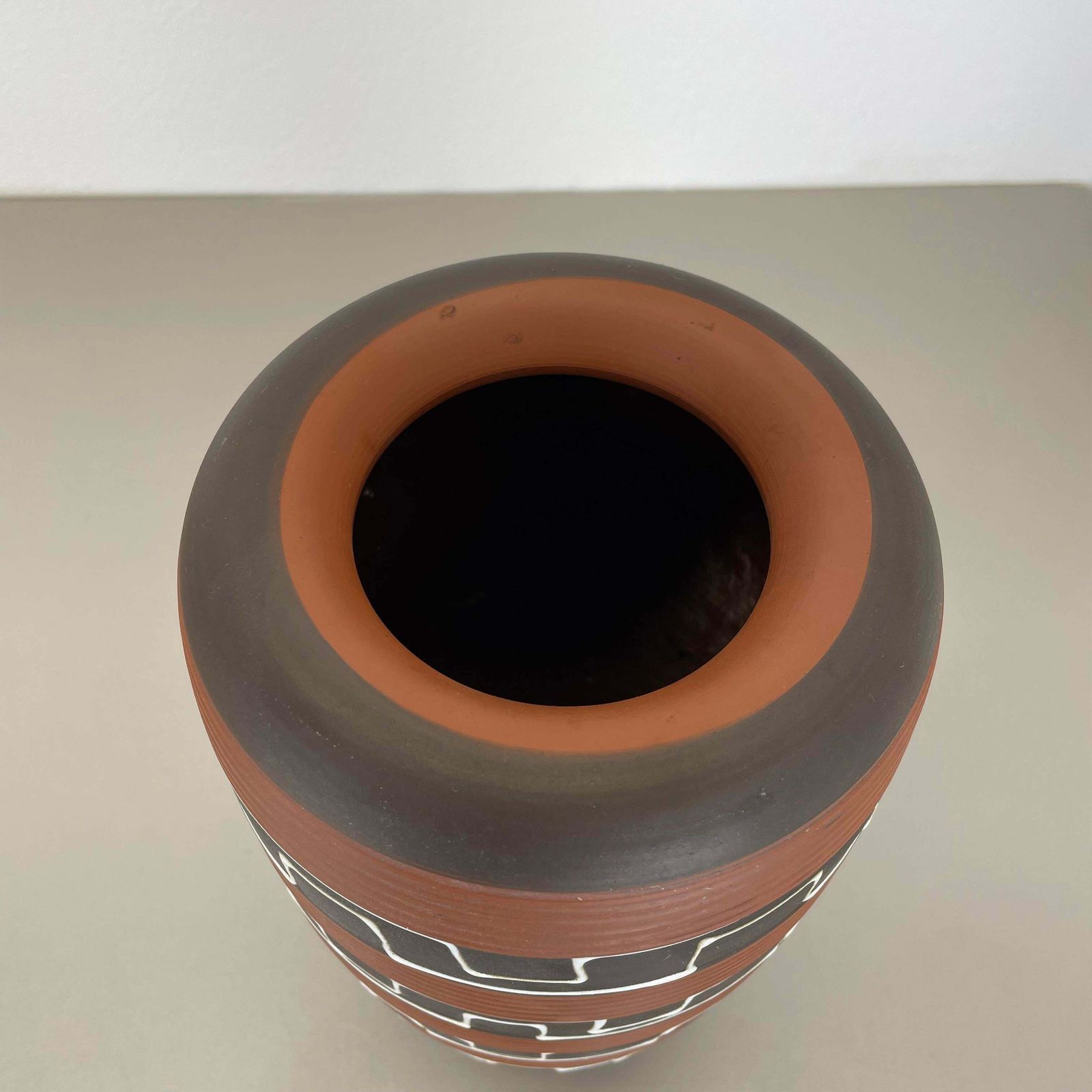 Home Decor Rare 30cm Zig Zag Fat Lava Ceramic Vases By Ilkra Ceramics, Germany 1950s photo