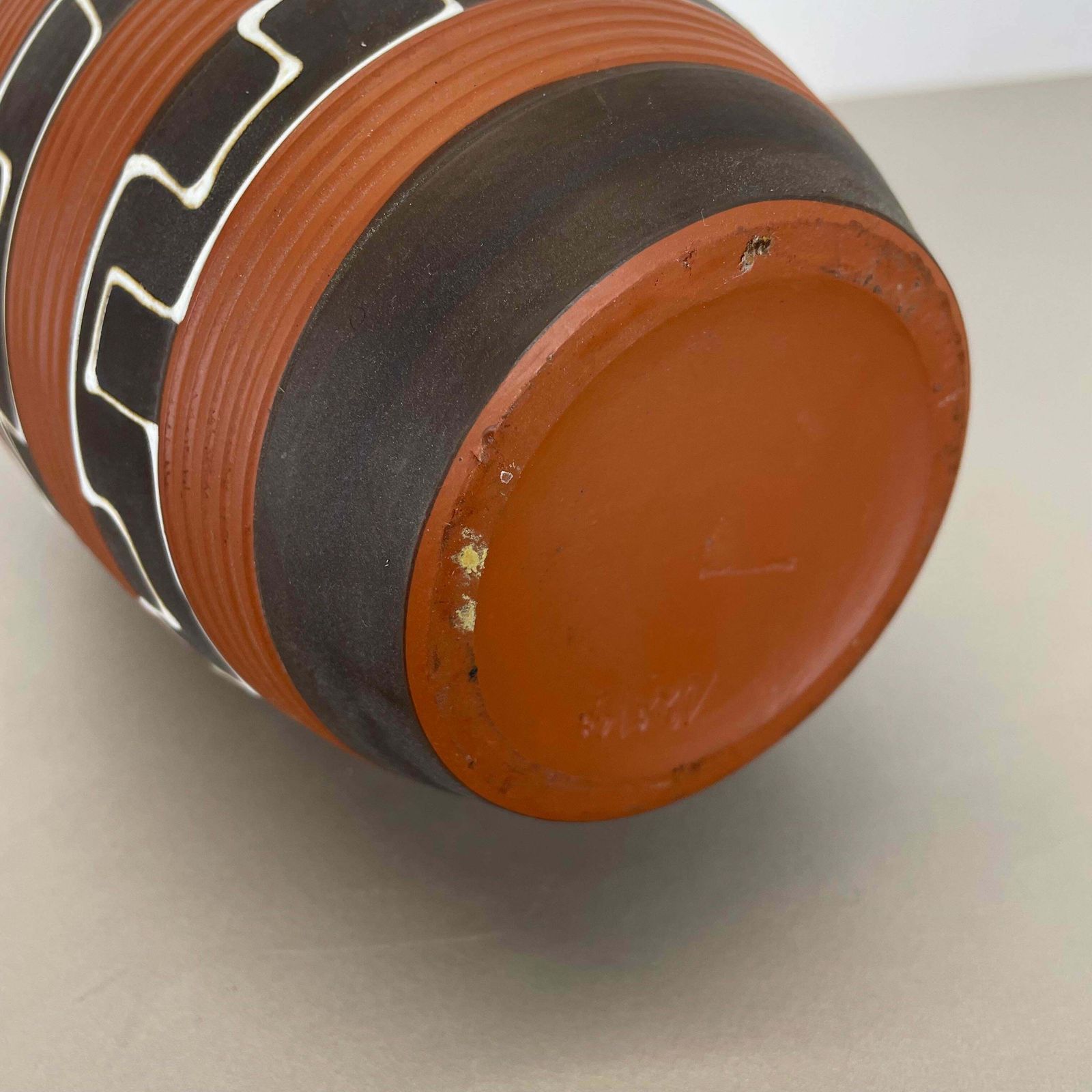 photo vintage Rare 30cm Zig Zag Fat Lava Ceramic Vases By Ilkra Ceramics, Germany 1950s